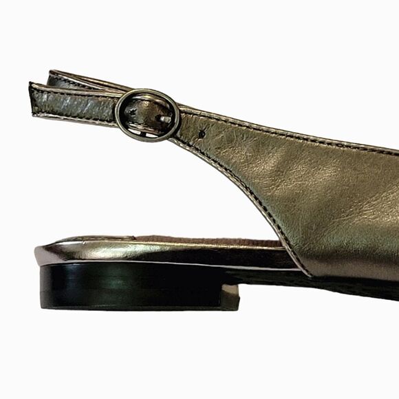 Ros Hommerson Oceana Pewer Leather Round Toe Slingback Sandal Shoes Size 9.5N - Picture 9 of 9